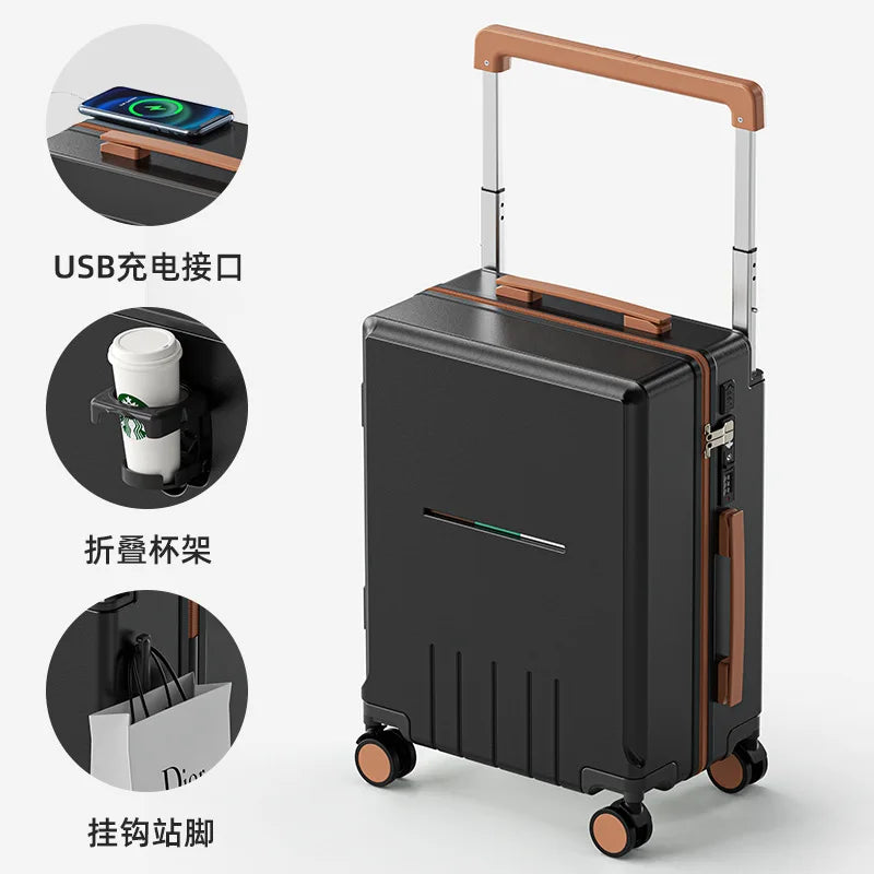 Luggage Sets English Multifunctional Wide Tie Rod Suitcase 20 Inches Fashionable and Lightweight Universal Wheel Suitcase