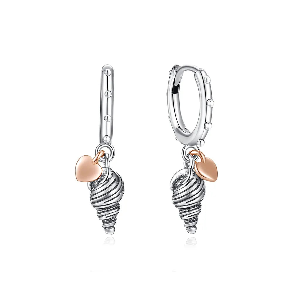 Sterling Silver Stud Hoop Earrings Crown Heart Bee — Rose Gold | KIMLUD