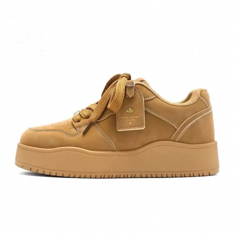 Men Outdoor Leather Shoes Flat Classic Black Sports Shoes Lace Up Skateboard Board Shoe Walking Male Leisure Running Sneakers