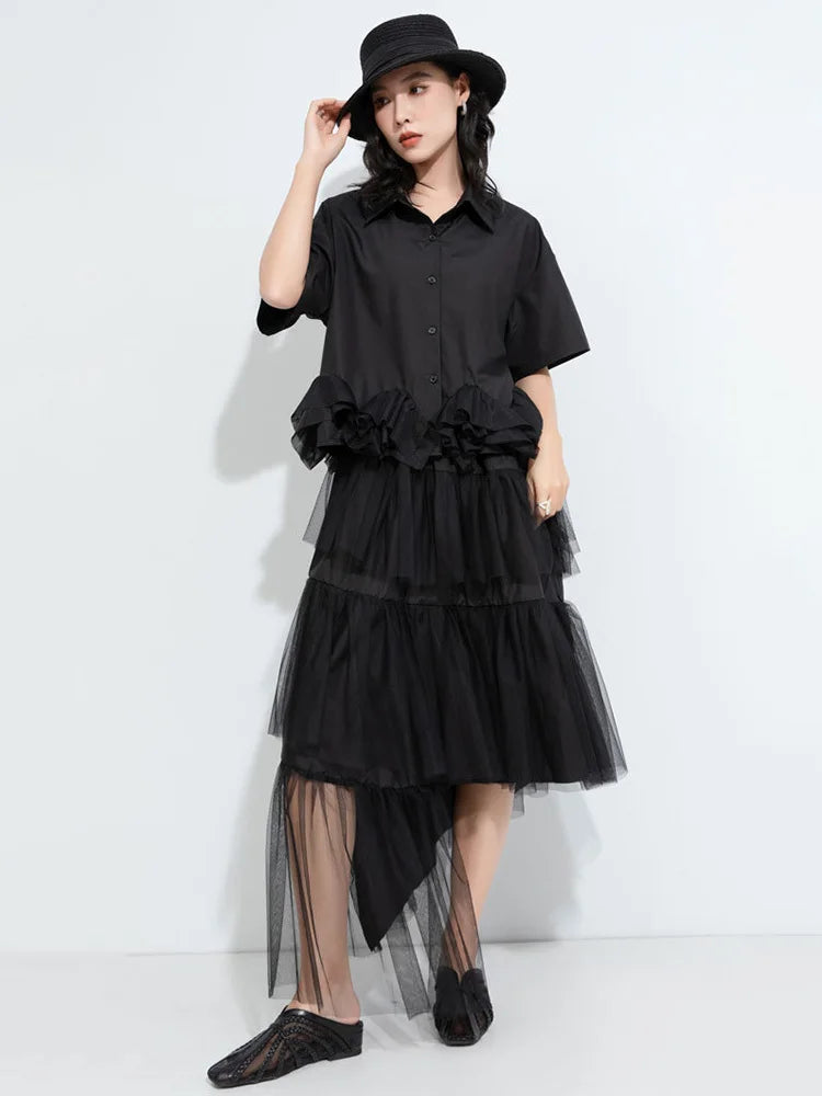 A-Line Skirt – High Elastic Waist – Jersey – Black | KIMLUD