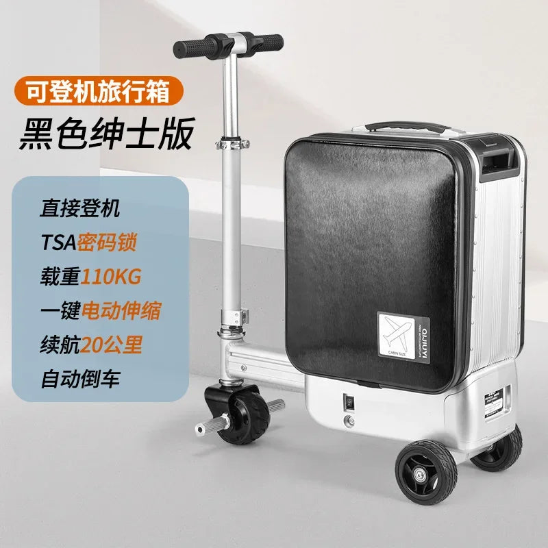 Electric Suitcase Scooter 20 Inch Front-Open — Silver | KIMLUD