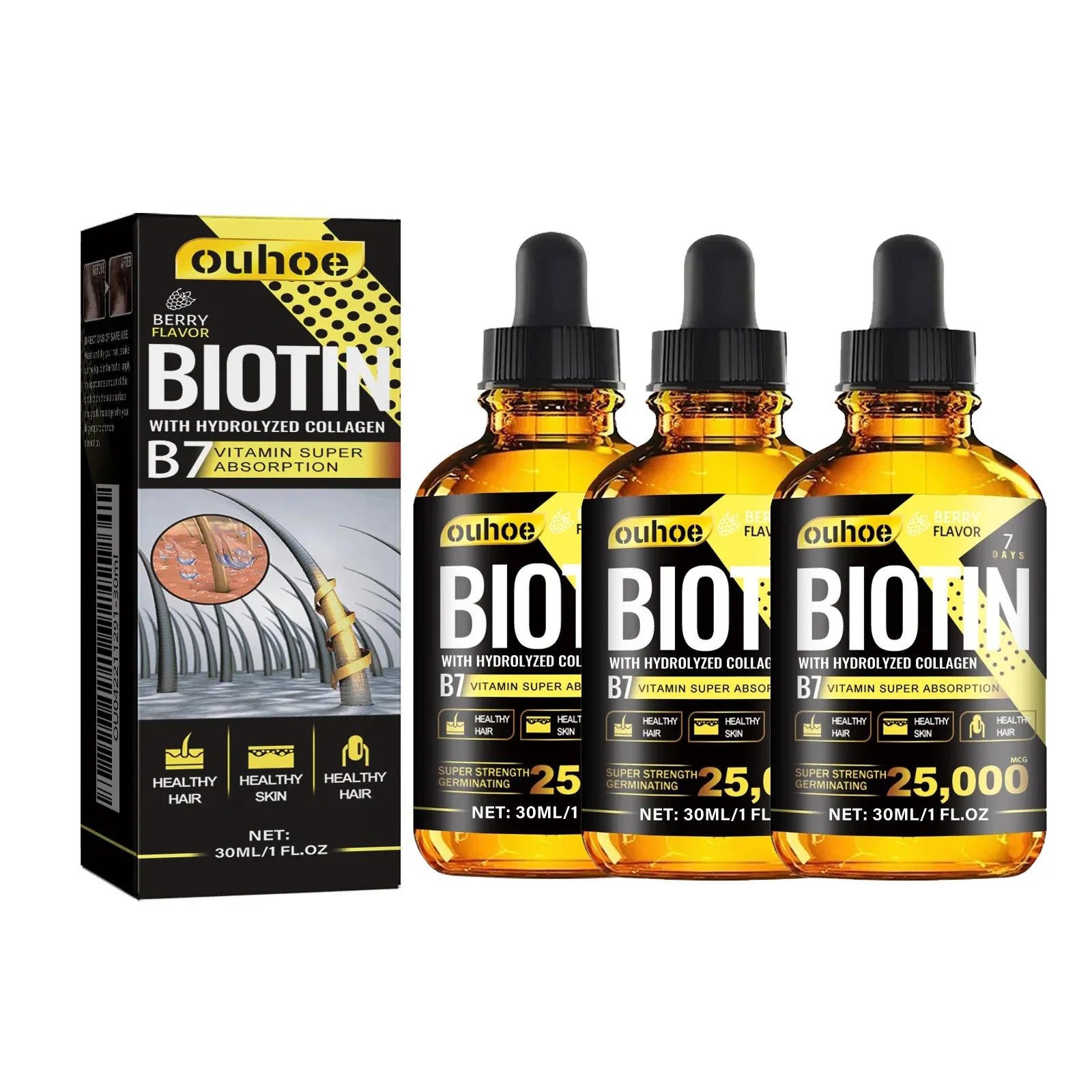 Collagen B7 Hair Growth Essential Oil Scalp Treatment Set — Amber-Gold | KIMLUD