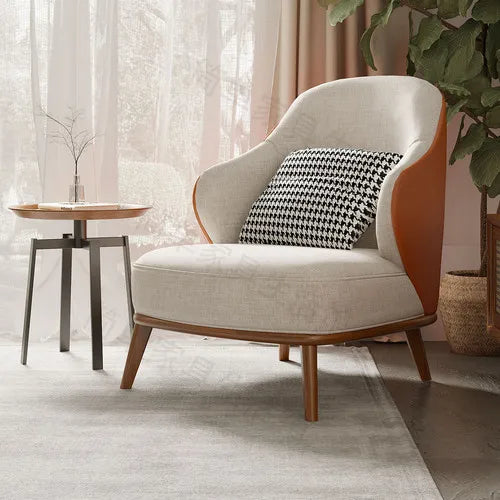 Velvet Nordic Lounge Chair With Cloud Cushion — Ivory | KIMLUD