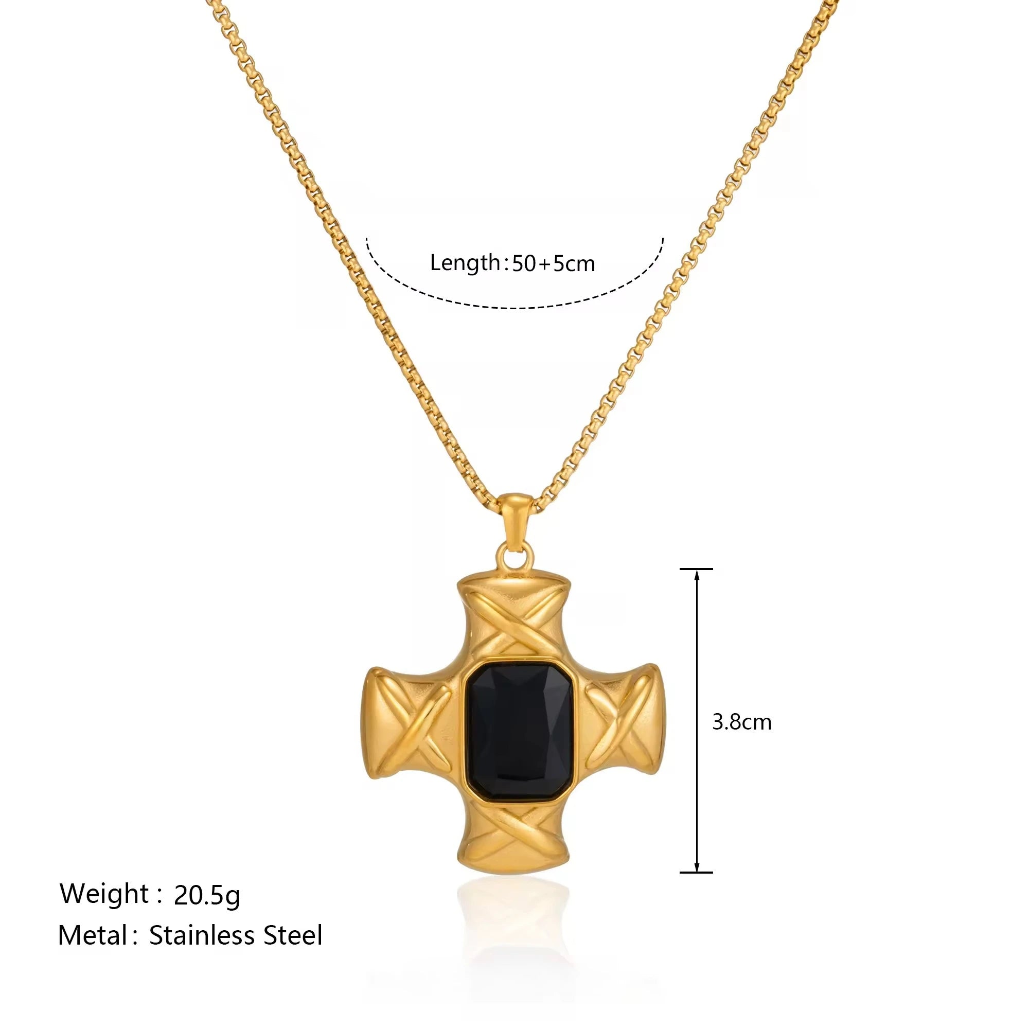 Stainless Steel Necklaces Gold Plated Cross Pendant — Gold | KIMLUD