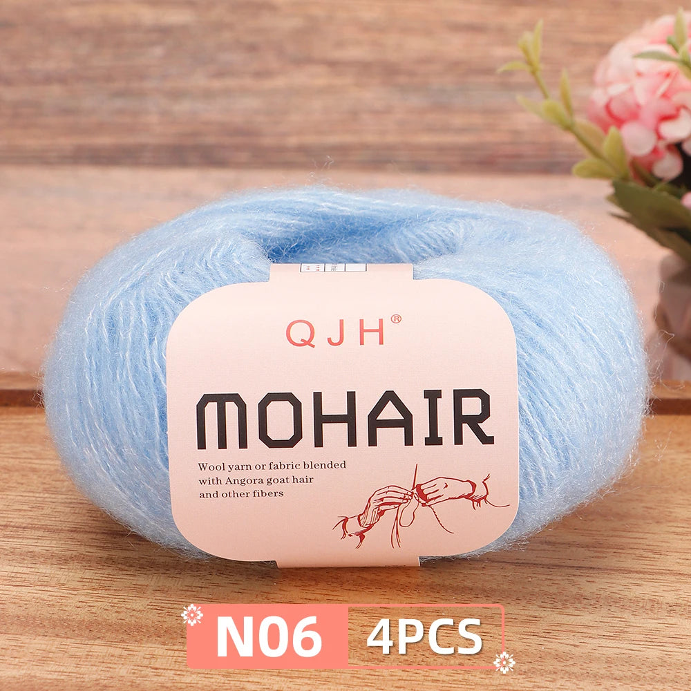 Mohair Yarn Set 4-Skein Bundle, 130m Each — Multicolor | KIMLUD