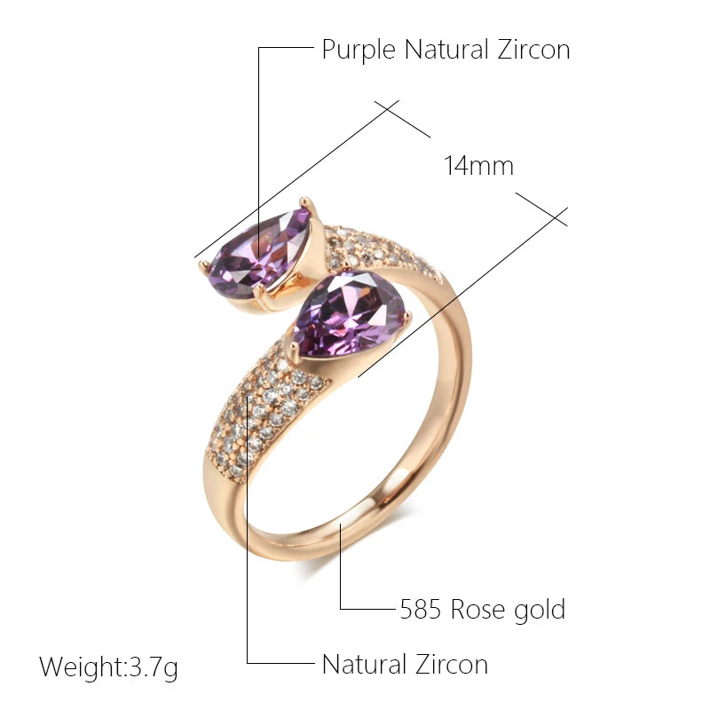 Open Ring – Cubic Zirconia – Copper – Purple | KIMLUD