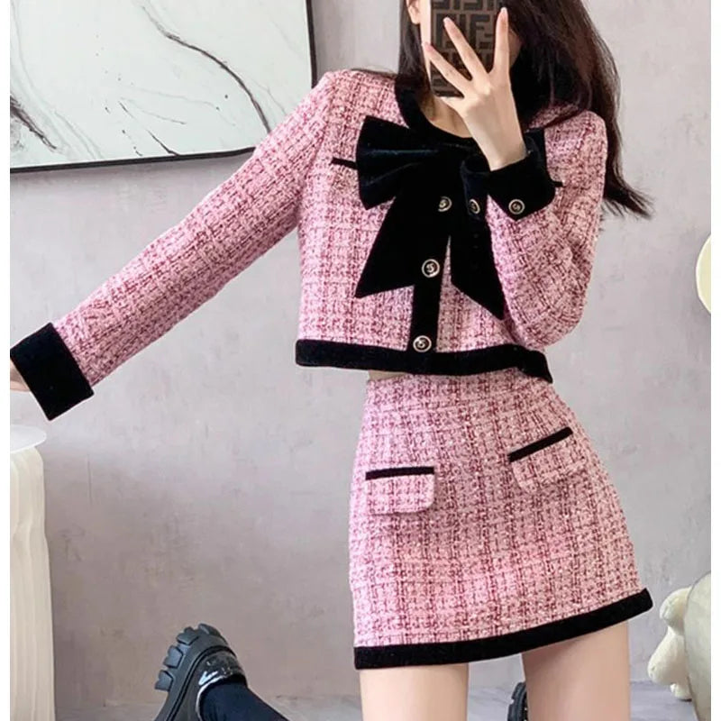 KIMLUD, New Autumn/Winter Fashion Korean Edition Celebrity High End Small Fragrance Versatile Western Style Age Reducing Two Piece Set, KIMLUD Womens Clothes