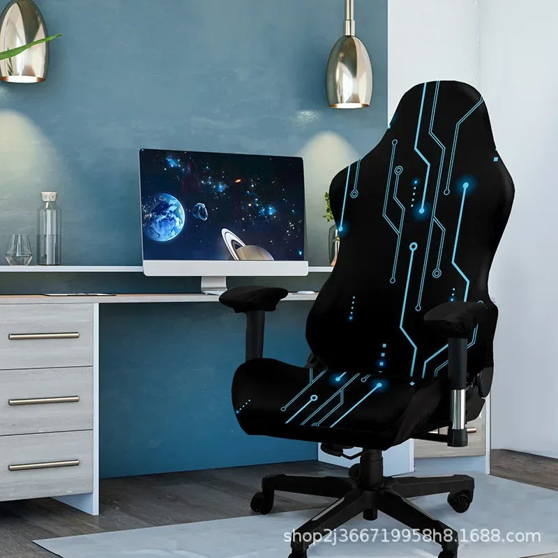 One-Piece Stretch Gaming Chair Cover Brilliant Green Light Chair Cover High Elasticity for Office Gaming Chairs Home Decoration