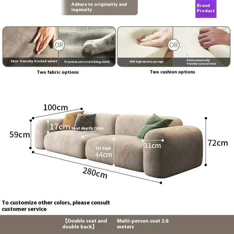 Modern Fabric Sofa Bed Foam Cushions — Beige | KIMLUD