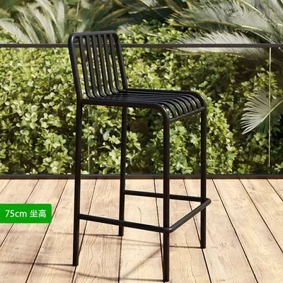 Iron Modern Bar Stools Outdoor Lounge Cushioned Seat and Backrest Bracket-Frame — Emerald | KIMLUD