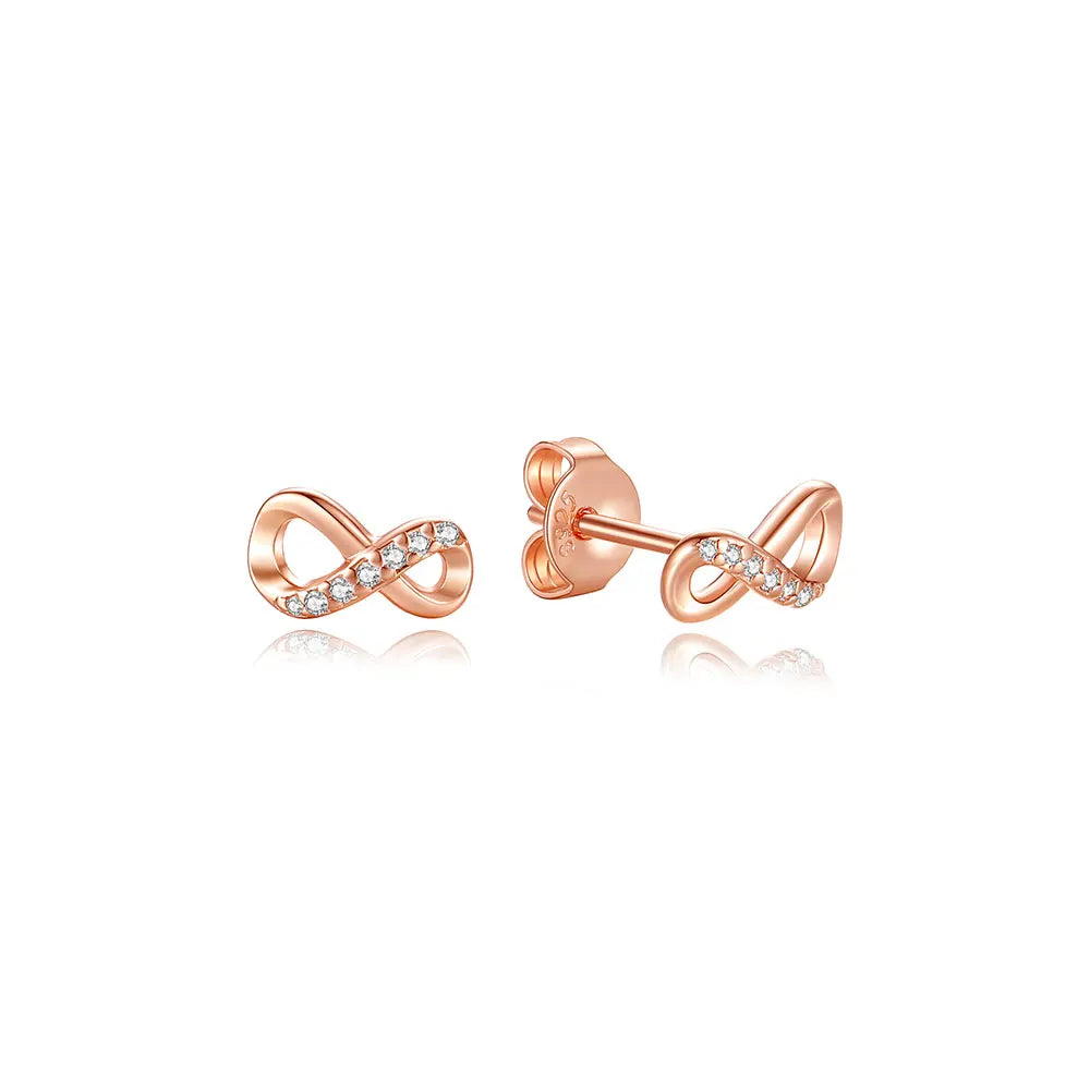 Sterling Silver Stud Hoop Earrings Crown Heart Bee — Rose Gold | KIMLUD