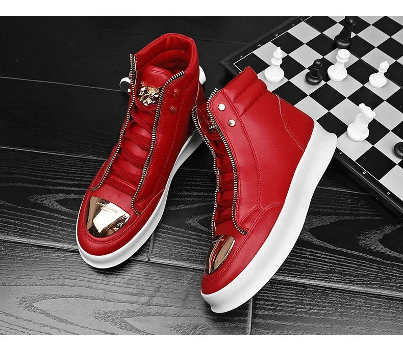High Top Casual Shoes Men Sneakers 2025 Fashion Skateboard Shoes Leopard Platform Shoe Sport Training Shoes Men's Ankle Boots