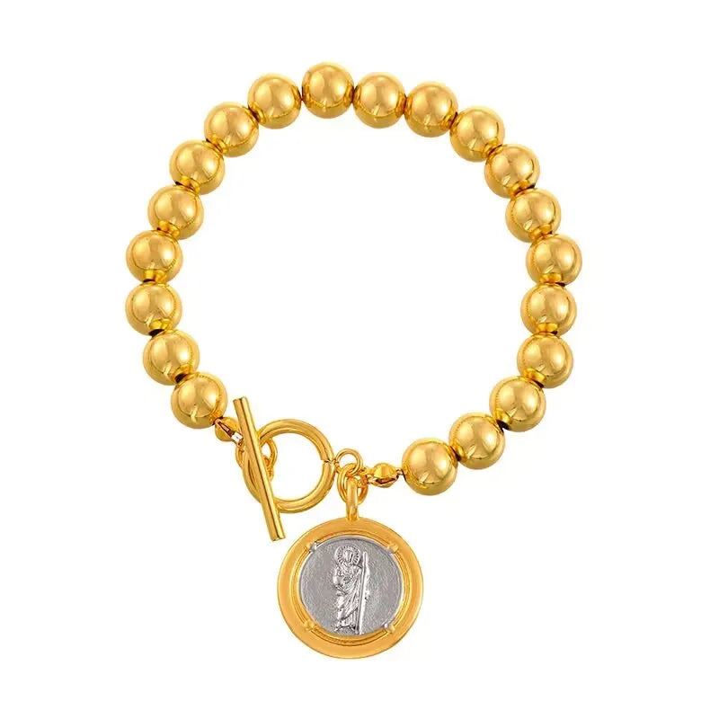 18K Gold Plated Beaded Elite Bracelet — Gold | KIMLUD