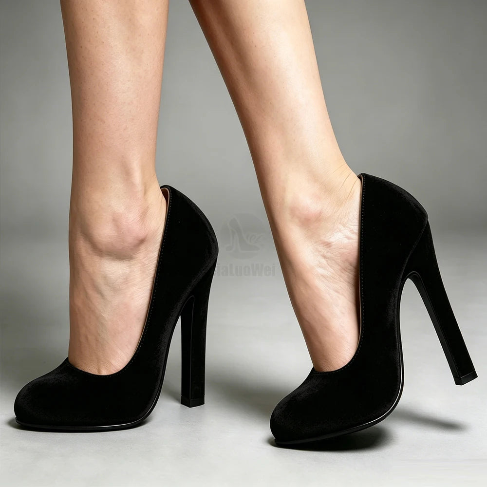 Pumps – 6 Inch Purple Suede – Block Heel – Plus Size Women | KIMLUD