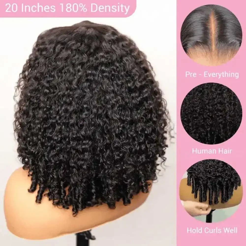 Burmese Curly Human Hair Wig 13x4 HD Lace Front 28 Inch Pre Plucked 250% Density Remy — Natural Black | KIMLUD