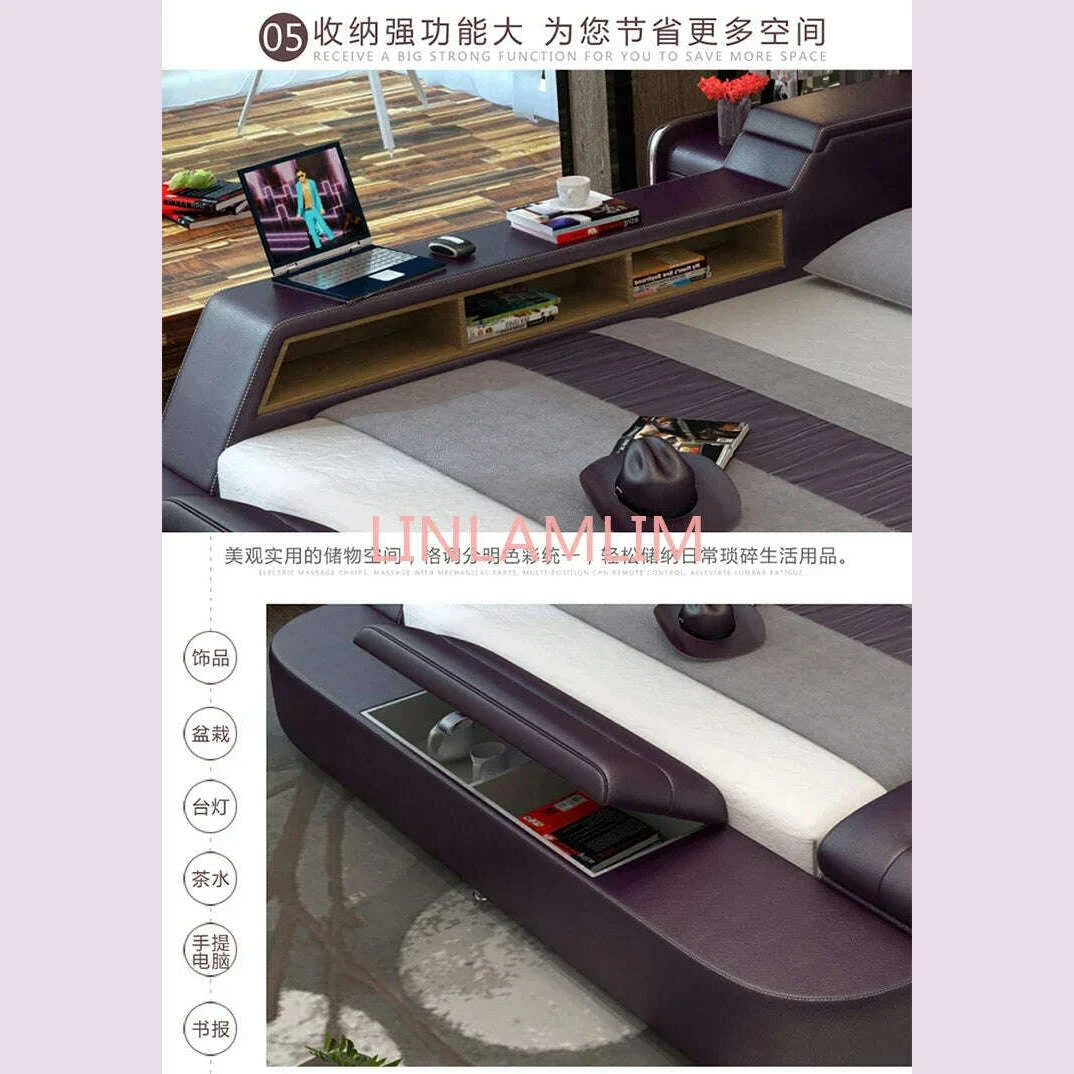genuine-leather-bed-frame-soft-beds-massager-storage-safe-speaker-led-light-bedroom-cama-muebles-de-dormitorio-camas-quartokimlud-womens-fashion-34603533
