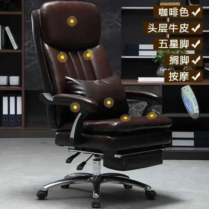 Executive Seat Office Chair Leather Study Wheels Modern Hand Relax Armchairs Library Fashion Cadeira Presidente Office Furniture
