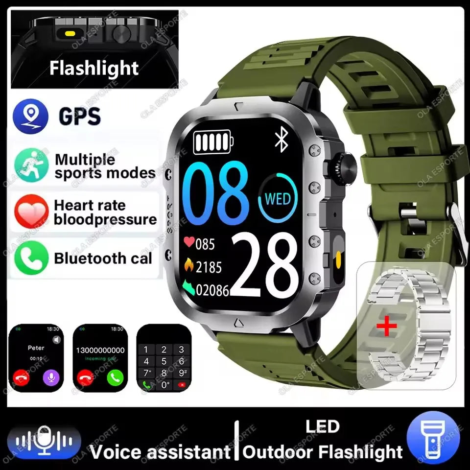 Xiaomi Military Smart Watch Men Waterproof Outdoor Sports Tracker LED Flashlight Bluetooth Call Men Smartwatch For Android iOS
