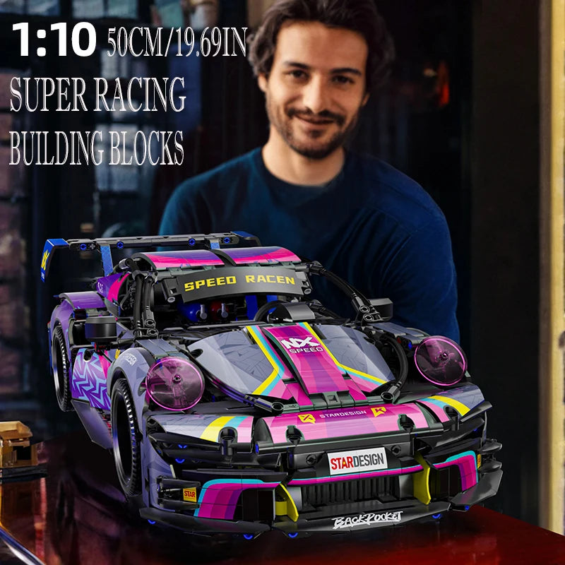 1700pcs RSR Racing Car Building Blocks Set, Technical Model Sports Car Toy DIY Collector's Gift for Adults/Teens/Kids/Boys/Girls