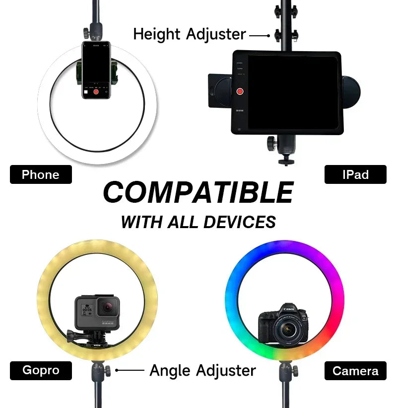 Portable 360 Photo Booth System With High-Power LED Lights And Stanchions — Black | KIMLUD