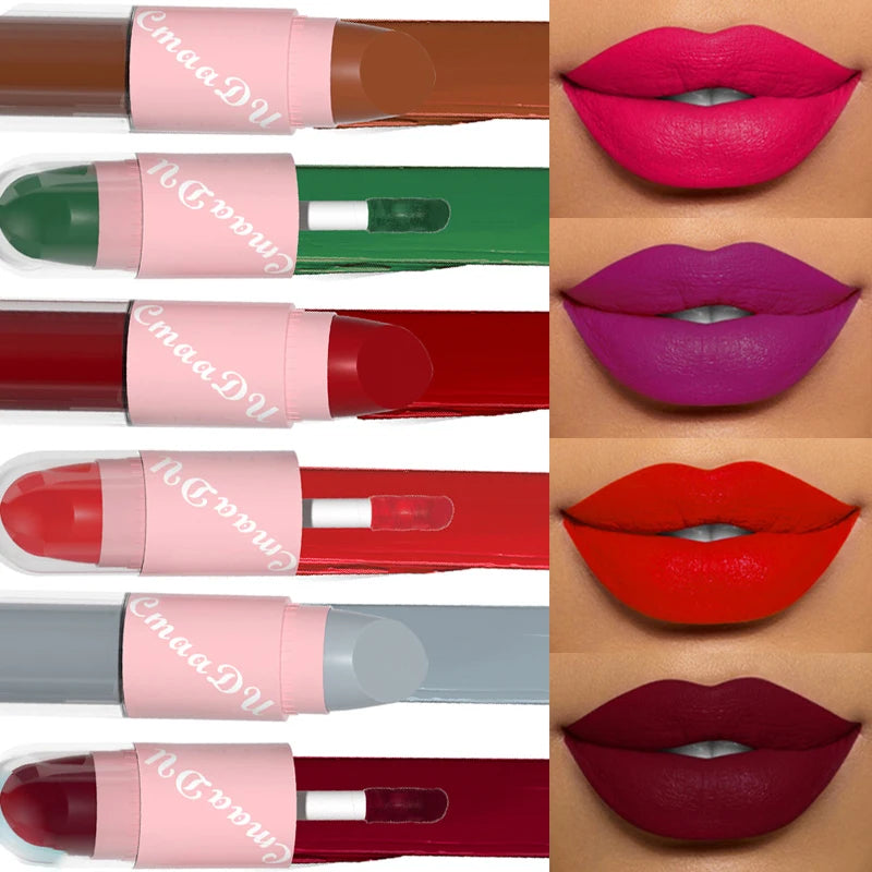 Liquid Lipstick – Matte Velvet – Double Head – Red Brown | KIMLUD