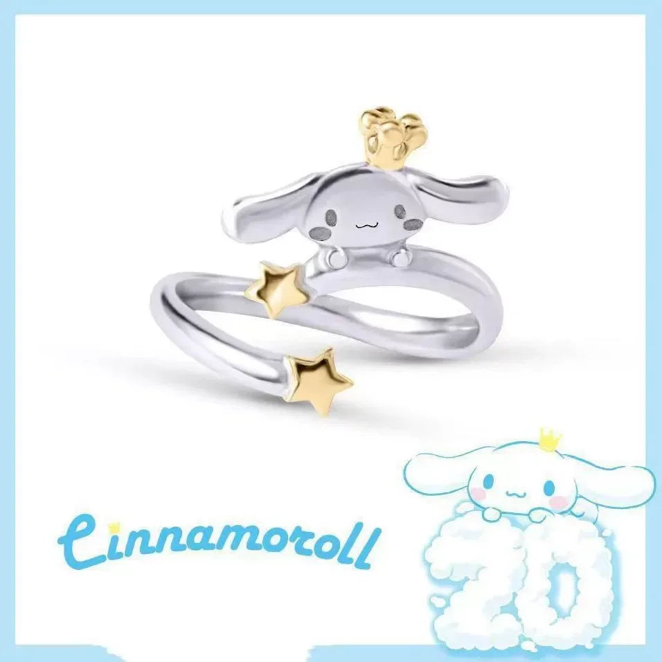 Sanrio Necklace Metal Adjustable Open Ring Bracelet Fashion Silver Golden Color Adjustable Knuckle Joint cartoon Jewelry Gifts