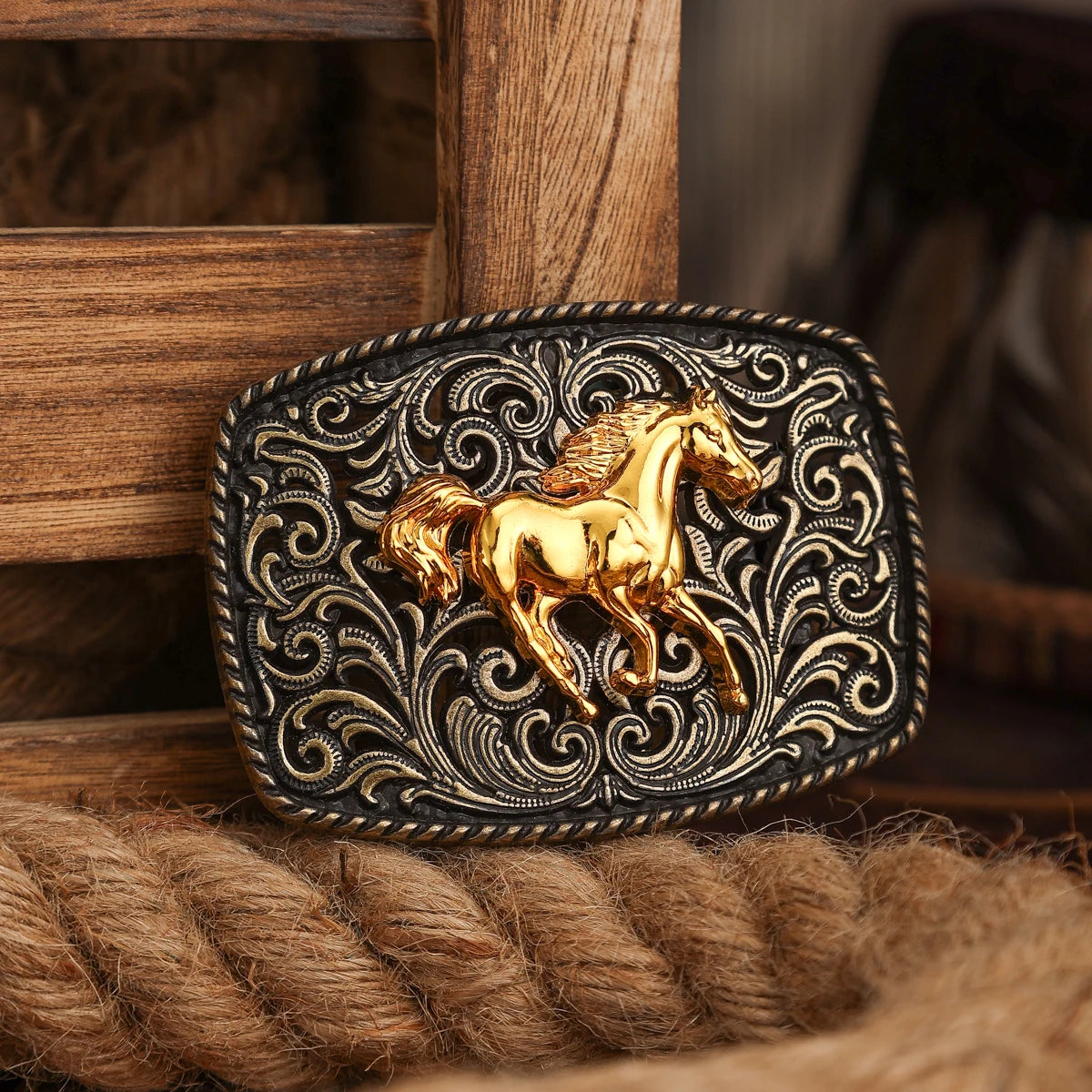 Belt Buckle – Western Cowboy Style – Horse Relief | KIMLUD