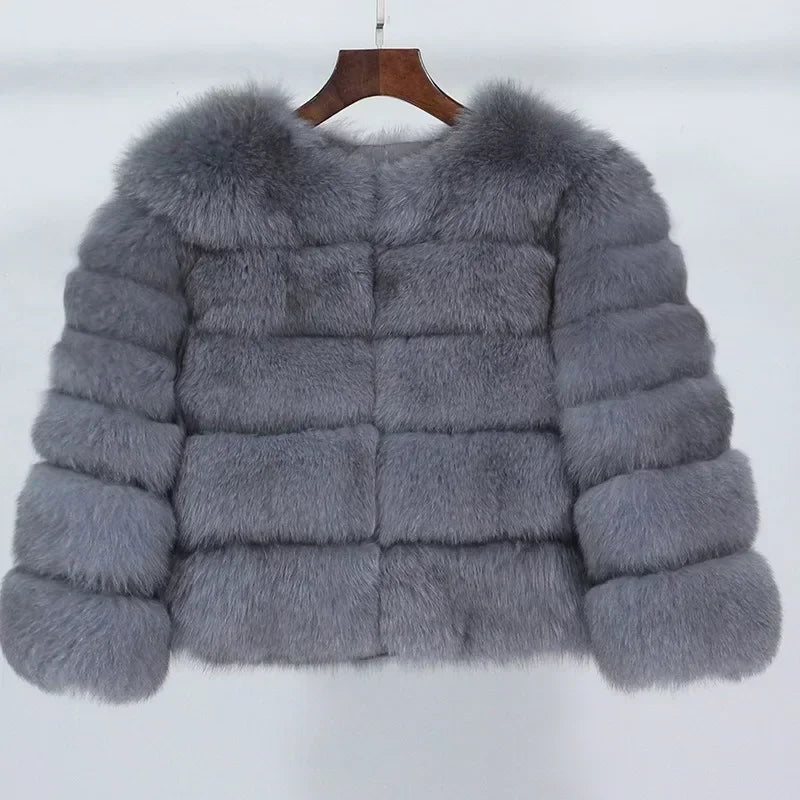 Winter Jacket Women Natural Real Coat Fox Fur Raccoon Outerwear O-neck Thick Warm Luxury Female Plus Size Streetwear