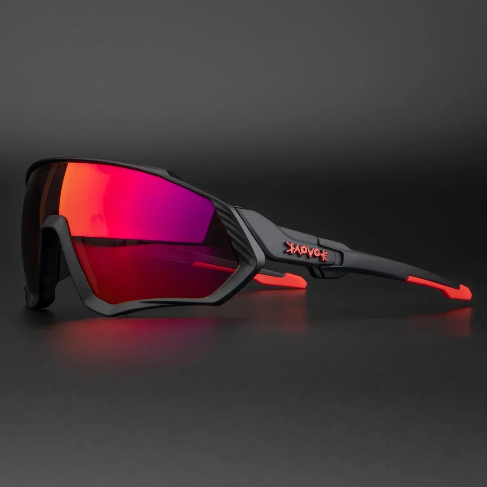 Wraparound Polycarbonate Cycling Sunglasses Big-Frame Silhouette — Black | KIMLUD