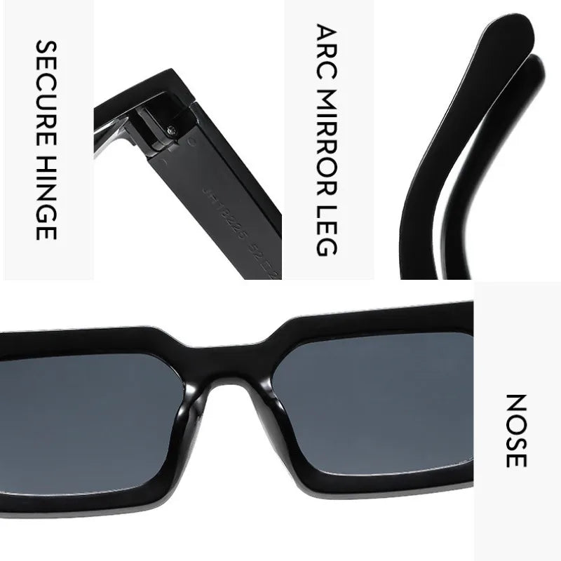 Plastic Diamond-Studded Square Sunglasses — Black | KIMLUD