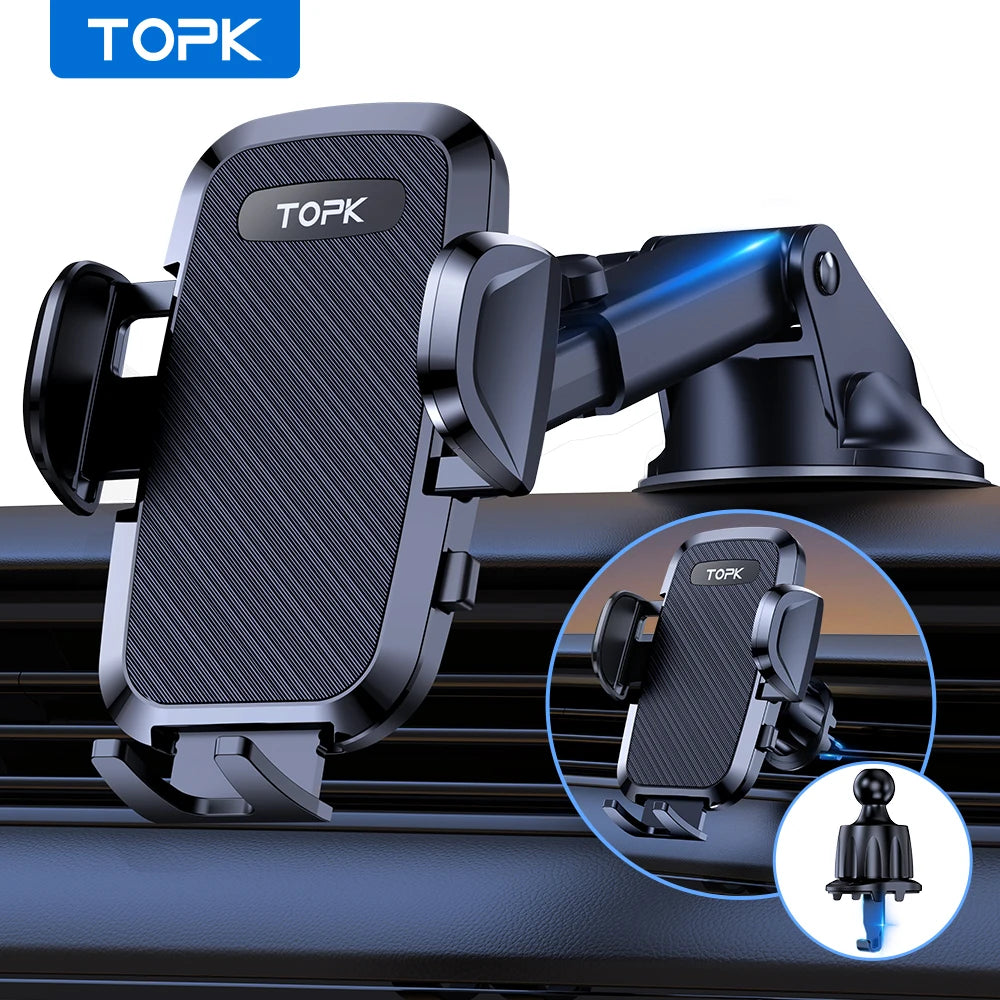 TOPK Universal Car Phone Holder for Air Vent Suction Cup Dashboard Hands Free Cell Phone Mount for Car truck for All Smartphones