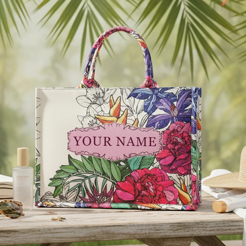 Personalized Tote Bag Canvas Printed — Natural | KIMLUD