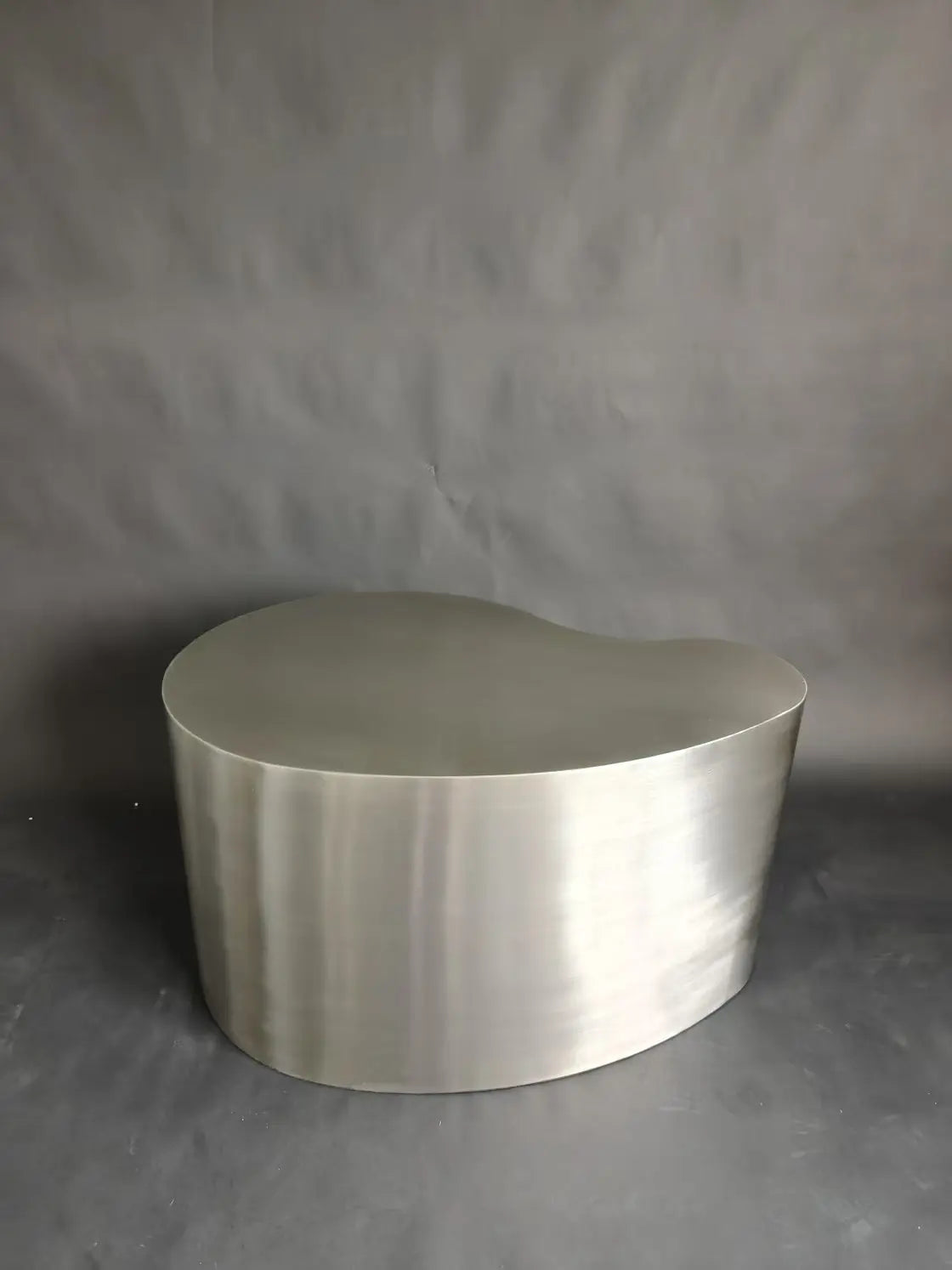 Industrial Metal Coffee Table Sculptural — Brushed Stainless Steel | KIMLUD