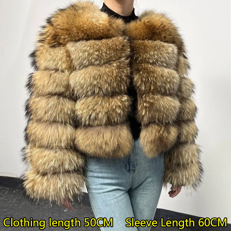 KIMLUD, 2024 maomaokong Super Hot Winter Women Luxury Thick Real Raccoon Fur Coat Natural Fox Fur Jacket Plus Size Jackets Female Vest, sleeve 60cm-2 / 4XL, KIMLUD APPAREL - Womens Clothes