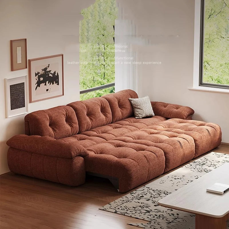Velvet Designer Living Room Sofa Multifunctional Electric Adjustment — Burnt Orange | KIMLUD