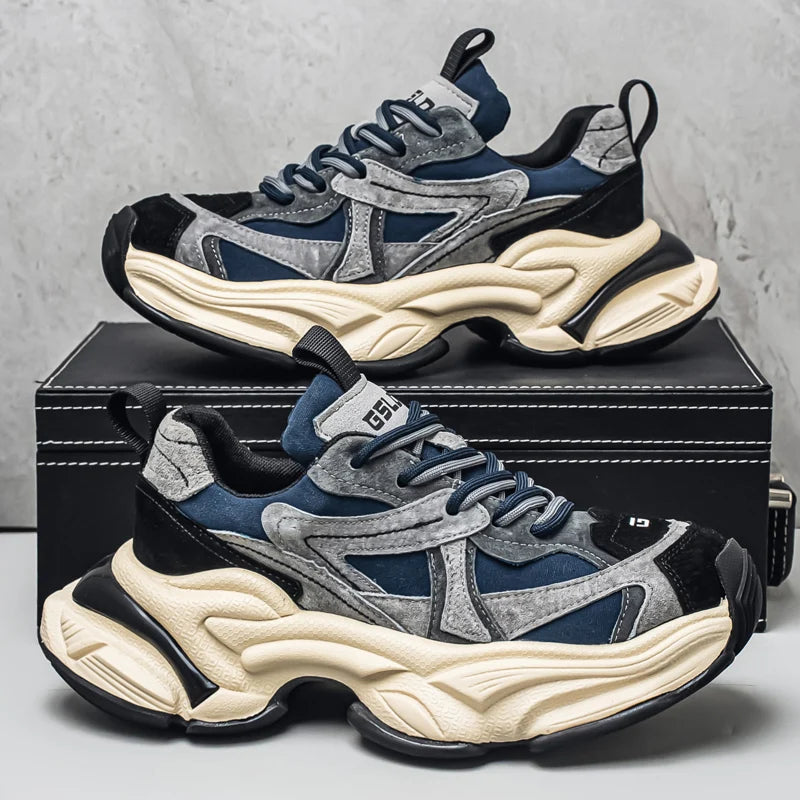 Lacing up Men's and Women's Couple Sport Shoes 2025 Thick Sole Luxury Design Casual Retro Dirty Casual Sneakers Breathable Upper