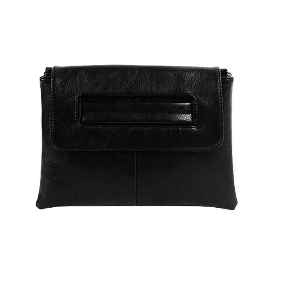 KIMLUD, New Zipper Handheld Evening Banquet Bag Simple PU Leather Shoulder Bag Large Capacity Message Bag Women, KIMLUD Womens Clothes