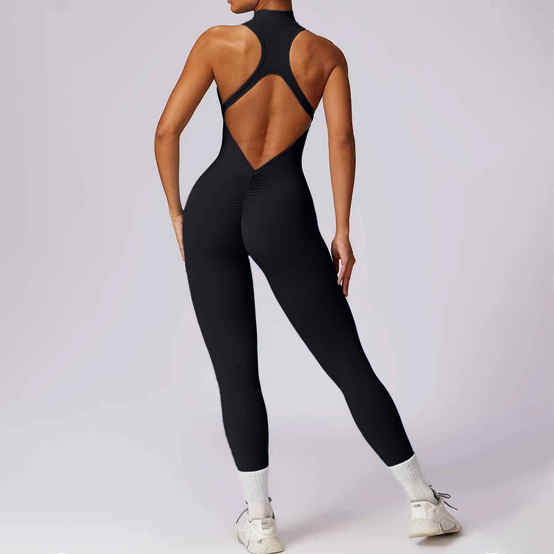 Jumpsuit – Backless Scrunch Sporty – Nylon Elastane – Slim Fit | KIMLUD