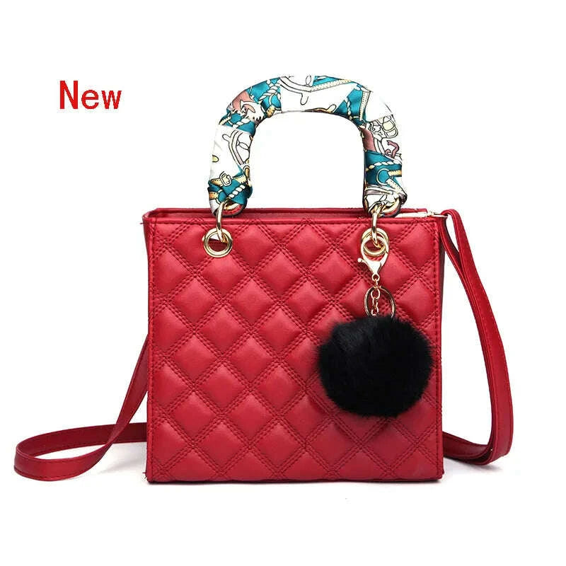 KIMLUD, Diamond Stripe Women Handbag Female Luxury Designer Crossbody Bag High Quality Leather Shoulder Bag Clutch Purse Brand Tote Bags, KIMLUD Womens Clothes