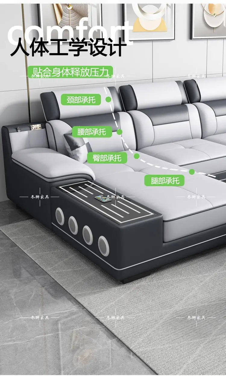Fabric Sofa Modern Minimalist U-Shape — Gray | KIMLUD