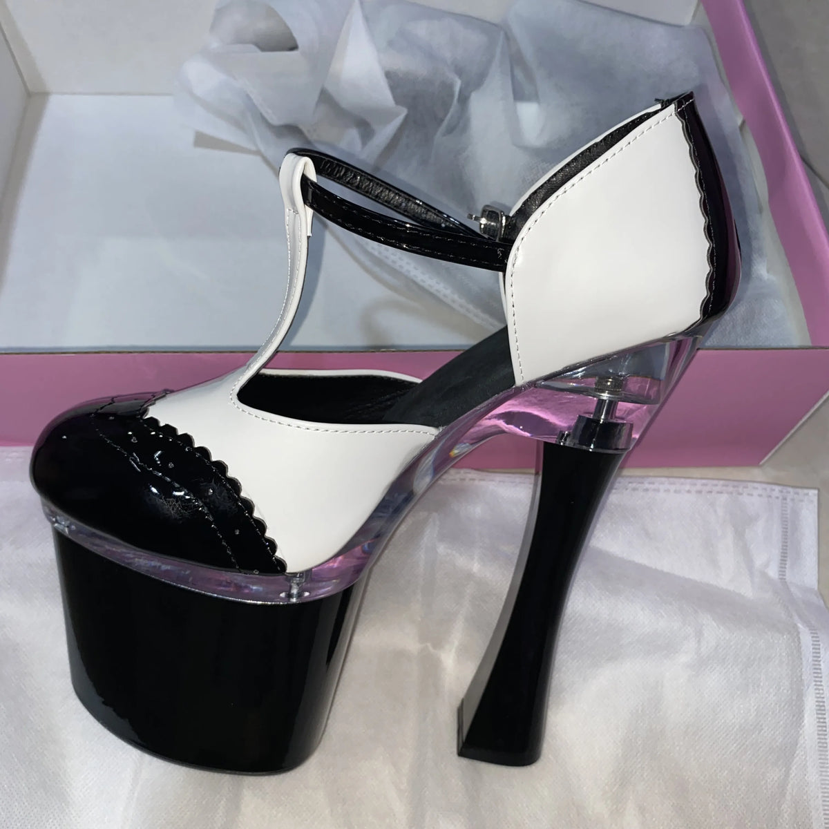 Pumps – 18cm High Heel Platform – PU Insole – Square Heel | KIMLUD