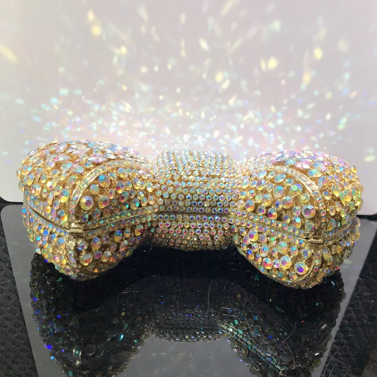 Crystal Rhinestone Bowtie Clutch Evening — Gold | KIMLUD