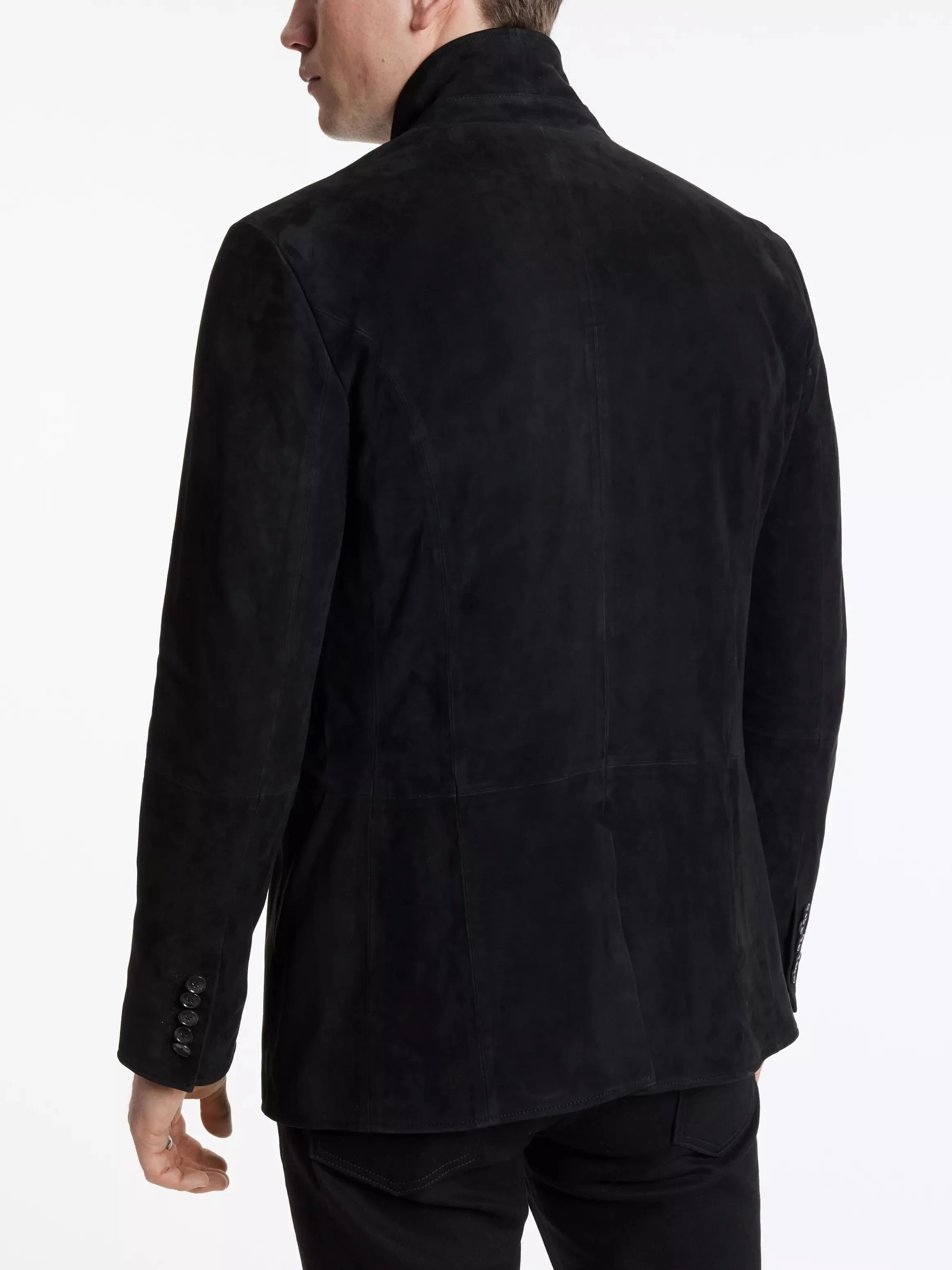 Styling collar edge cuffs multi-button leather suit men's goat suede leather jacket