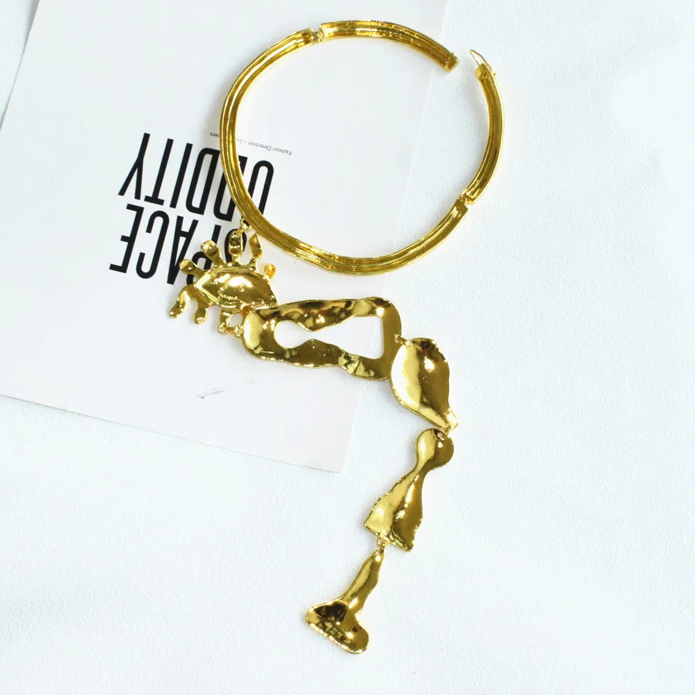 Metal Alloy Surrealist Codes Necklace — Silver | KIMLUD
