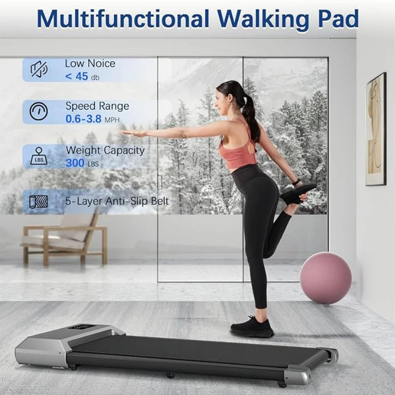 Compact 2in1 Treadmill Walking Pad LCD Display — Black | KIMLUD