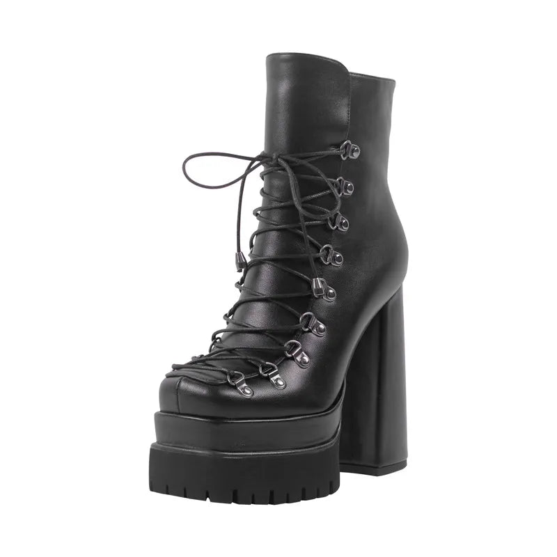 Ankle Boots - Double Platform - Platform Silhouette - Matte | KIMLUD