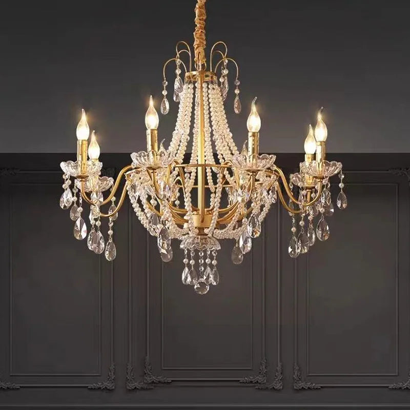 French Luxury Crystal Pendant Lights Ceiling Pendant Lamp Suspension Chandelier for Living Room Chandeliers Ceiling Light Lustre