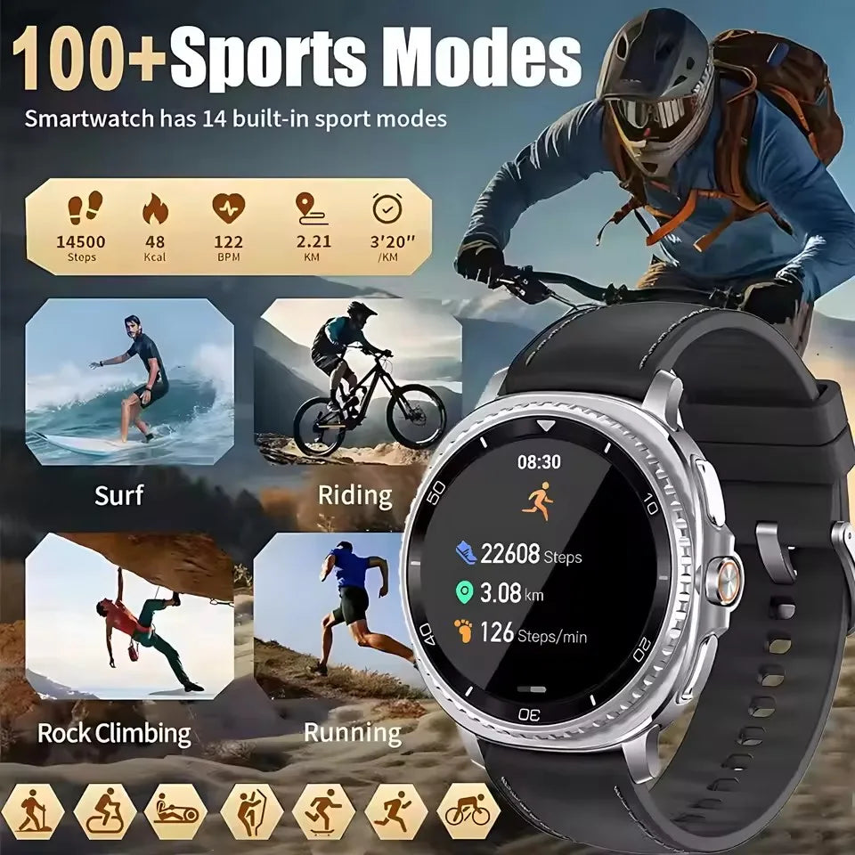 46mm Watch 8 Ultra Classic GPS Compass NFC SmartWatch Men AMOLEDS Rotating Dial BT Call 3ATM Waterproof Watch7 Upgraded Watches