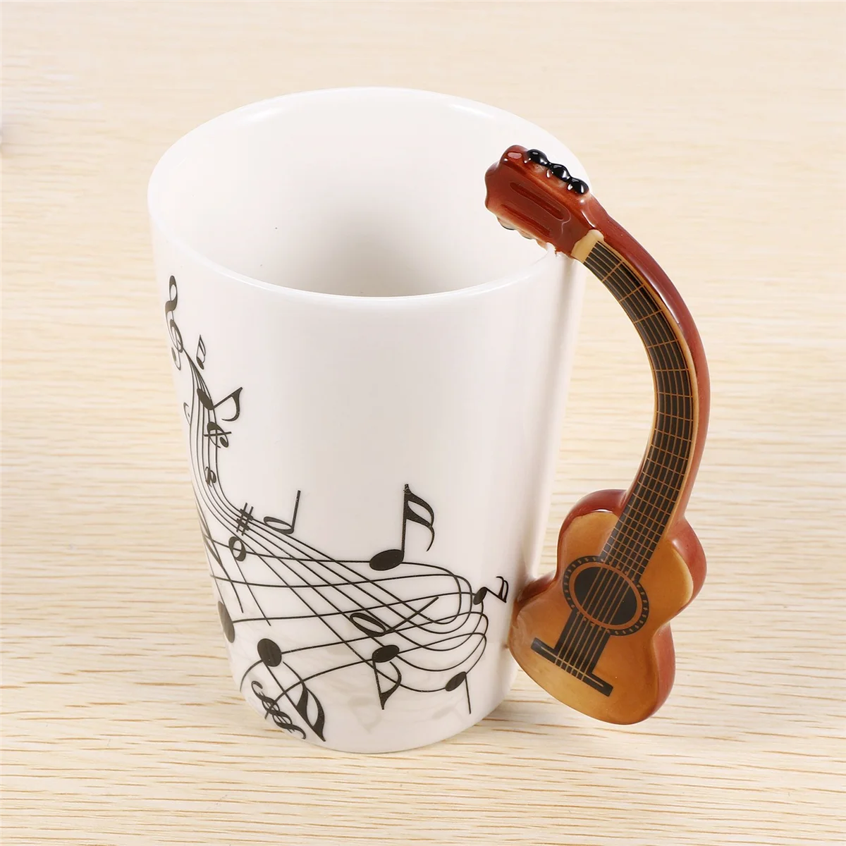 Ceramic Mug Guitar-Handle Novelty — White | KIMLUD