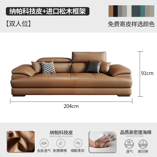 Genuine Leather Sectional Sofa Modular Corner — Camel Tan | KIMLUD